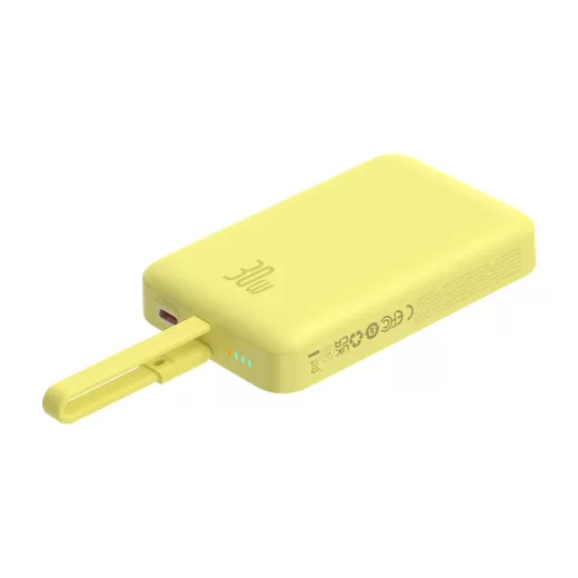 Повербанк з кабелем USB-C Baseus Magnetic Power Bank 30W 10000mAh With Built-in USB-C Cable Yellow (P1002210BY23-00)