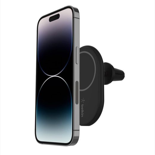 Автомобильный держатель с беспроводной зарядкой Belkin Car Mount Magnetic Charging Qi, black (Without car charger) (WIC004btBK-NC)