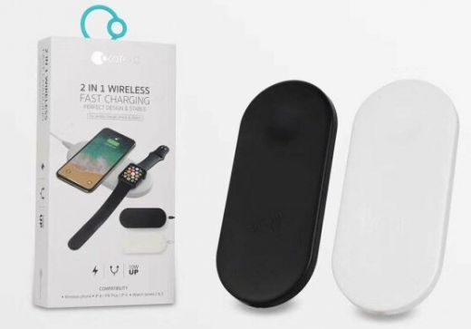 Безпровідна зарядка COTEetCI 2 in 1 Wireless Fast Charging Black