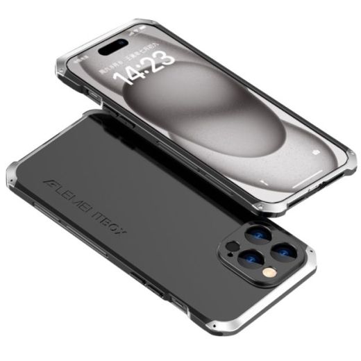 Протиударний чохол Exoticase ElementBox Metal Armor Black Silver для iPhone 15 Pro Max