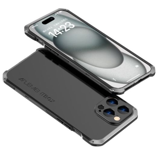 Противоударный чехол Exoticase ElementBox Metal Armor Full Black для iPhone 15 Pro Max