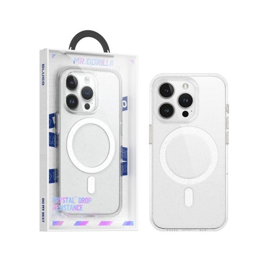 Прозорий чохол Blueo Crystal Drop PRO Resistance with MagSafe Glitter Transparent для iPhone 15 Pro Max (B41-I15PMGTR)
