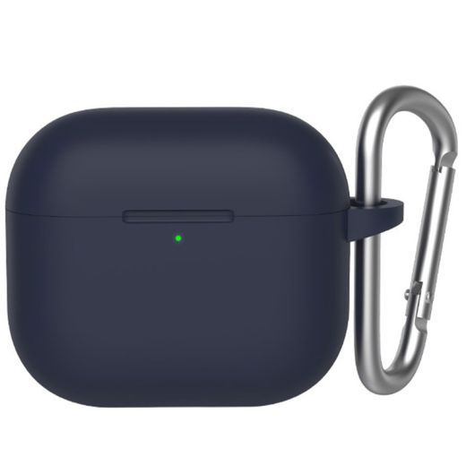 Силиконовый чехол с карабином Blueo Liquid Silicone Case Dark Blue для AirPods 4 (2024) (B44-A4DBL)