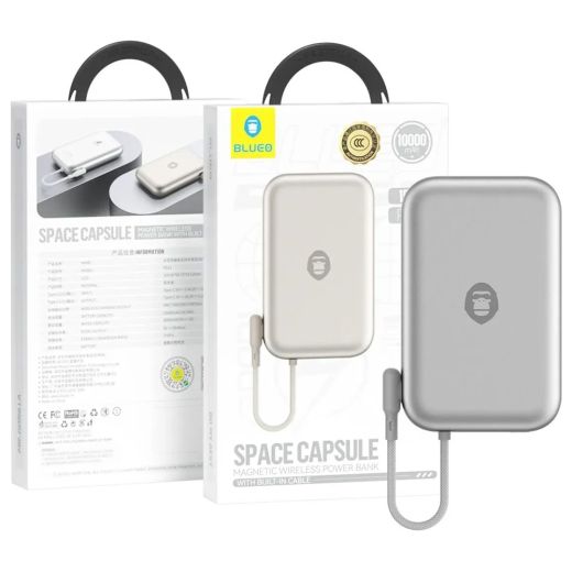 Повербанк Blueo Space Capsule Magnetic Wireless Power Bank 10000 mAh Silver Titanium (BL039-SLT)
