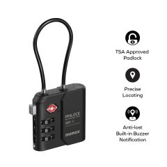 Умный замок для багажа Momax PinLock Find My Locator with TSA Padlock Black
