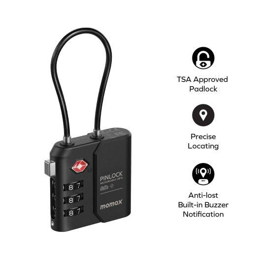 Розумний замок для багажу Momax PinLock Find My Locator with TSA Padlock Sandstone