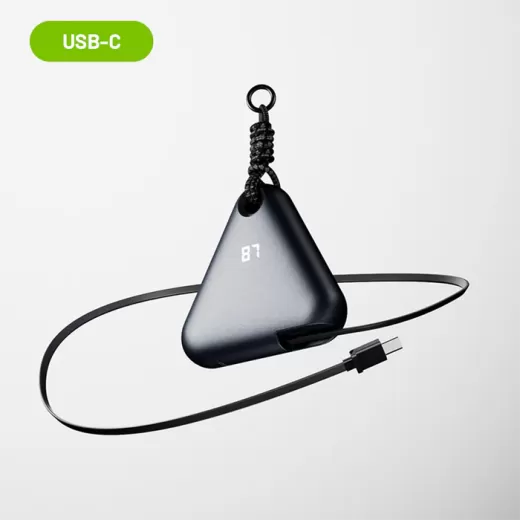 Повербанк MChaos Wearable Power Bank with Carabiner and Retractable Cable USB-C Stellar Gray