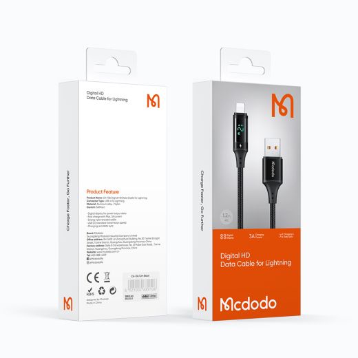 Кабель с дисплеем Mcdodo Digital HD 12W Lightning Data Cable 1.2m (CA-106)