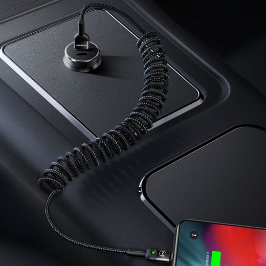 Кабель Mcdodo Led Nylon Braided Coil Lightning Cable Black (CA-641)