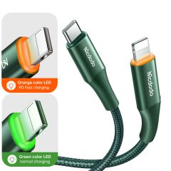 Кабель Mcdodo 36W 20W Smart With Led Type-C to Iphone Braided Usb Charging Cable Green (CA-996)