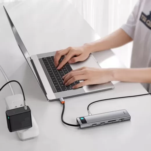 Адаптер Baseus Metal Gleam Multi-functional 11 в 1 Type-C to HDMI | USB3.0| PD | RJ45 | SD/TF | VGA | 3.5mm Gray (CAHUB-CT0G)
