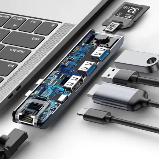 USB-хаб Baseus Thunderbolt 7 в 1 (CAHUB-L0G)