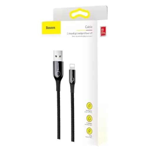 Кабель Baseus C-Shaped Light Intelligent Power-Off USB-A to Lightning 1m Black (CALCD-01)