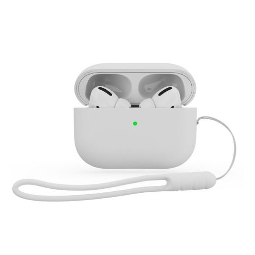 Чехол с ремешком CasePro Silicon White для AirPods Pro 2 (2022)