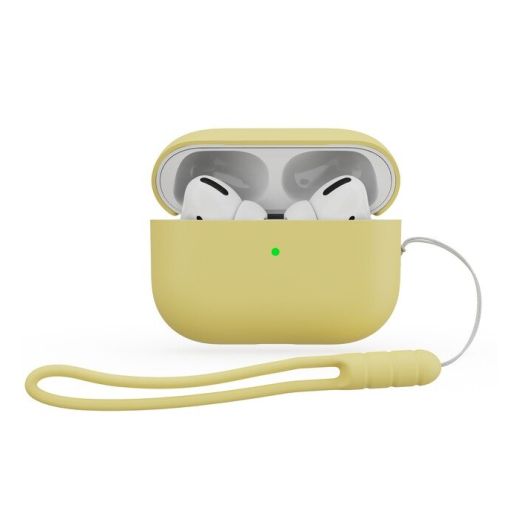 Чохол з ремінцем CasePro Silicon Yellow для AirPods Pro 2 (2022)