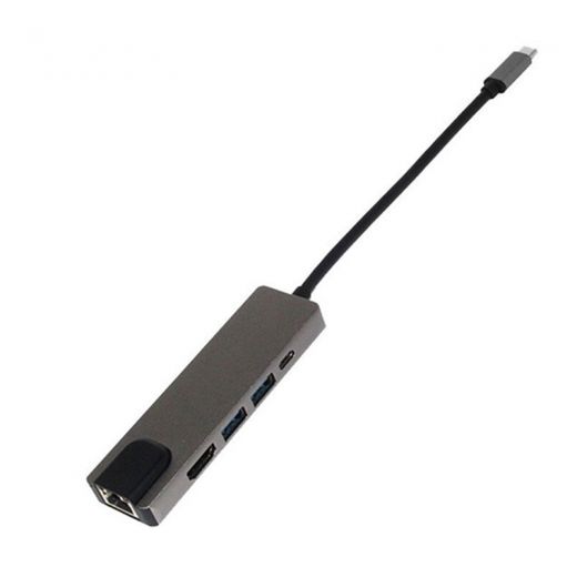 Хаб CasePro 5 в 1 4K HDMI+Rj45+USB 3.1+USB-A+Type-C для MacBook