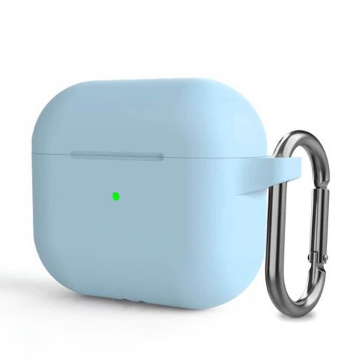 Силиконовый чехол с карабином CasePro Protective Silicone Case Light Blue для AirPods 3