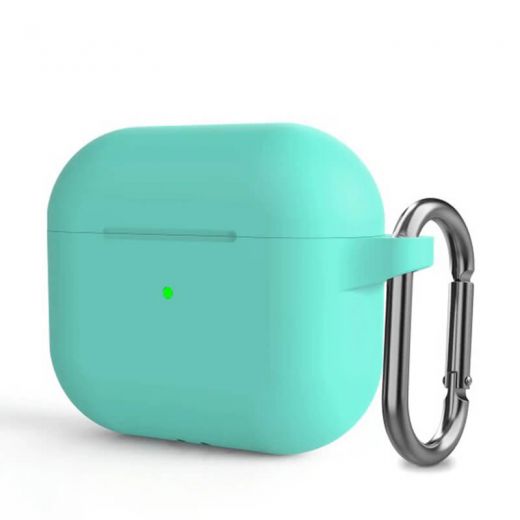 Силиконовый чехол с карабином CasePro Protective Silicone Case Mint Green для AirPods 3