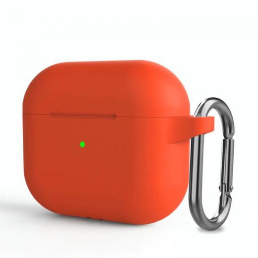 Силіконовий чохол із карабіном CasePro Protective Silicone Case Orange для AirPods 3