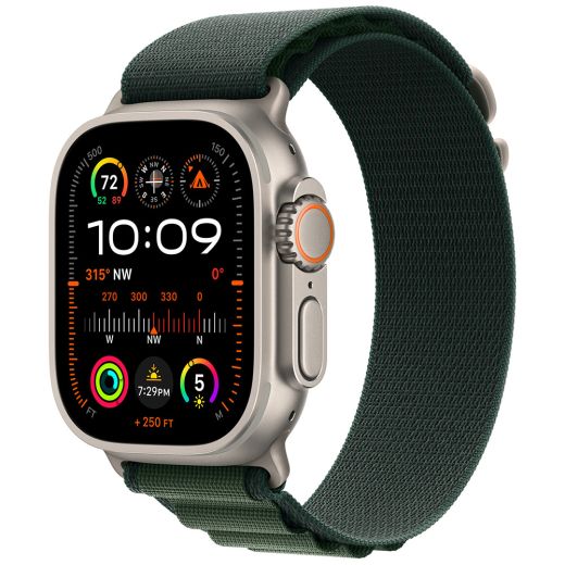 Ремешок CasePro Alpine Loop Dark Green Natural Titanium Finish для Apple Watch 49мм | 46мм | 45мм | 44мм