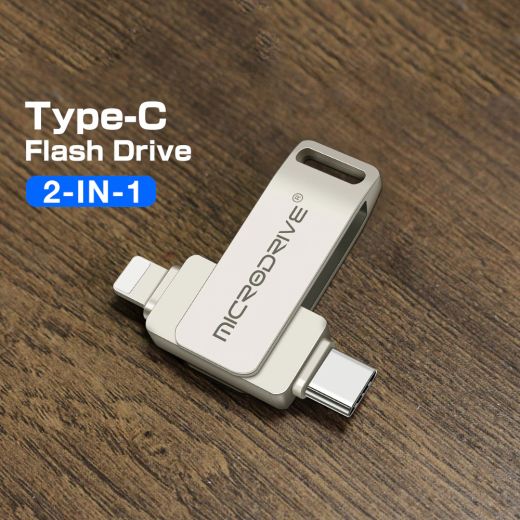 Флешка CasePro Dual Flash Stick 2-in-1 USB-C Lightning 128GB Silver