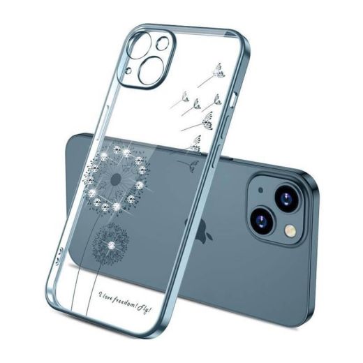 Чехол CasePro Glitter Plating Floral Case Blue для iPhone 13