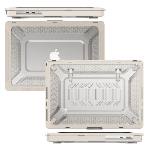Противоударный чехол с подставкой CasePro Hard Shell Case Beige для MacBook Pro 16" M1 | M2 | M3 | M4 (2021 | 2022 | 2023 | 2024)