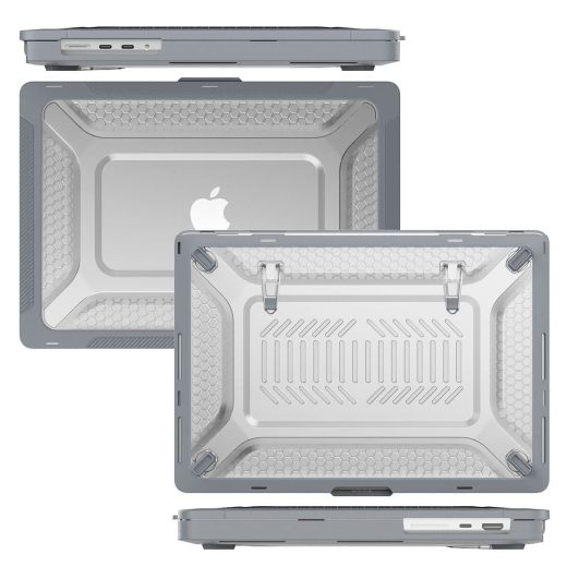 Противоударный чехол с подставкой CasePro Hard Shell Case Grey для MacBook Air 13.6" M4 | M3 | M2 (2025 | 2024 | 2022)