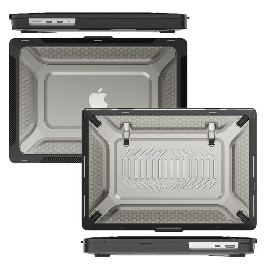 Противоударный чехол с подставкой CasePro Hard Shell Case Black для MacBook Pro 14" (2021 | 2022 | 2023  M1 | M2 | M3)