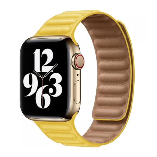 Шкіряний ремінець CasePro Leather Link Yellow для Apple Watch 42mm | 41mm | 40mm | 38mm