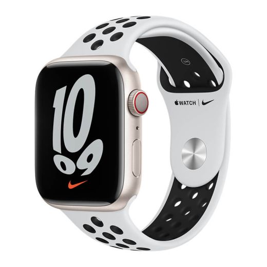 Силіконовий ремінець CasePro Nike Sport Band Pure Platinum | Black для Apple Watch 49мм | 46мм | 45мм | 44мм