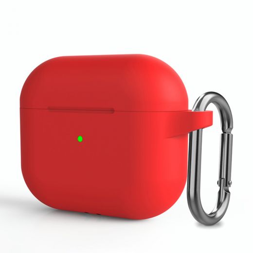 Силіконовий чохол з карабіном CasePro Protective Silicone Case Red для AirPods 3