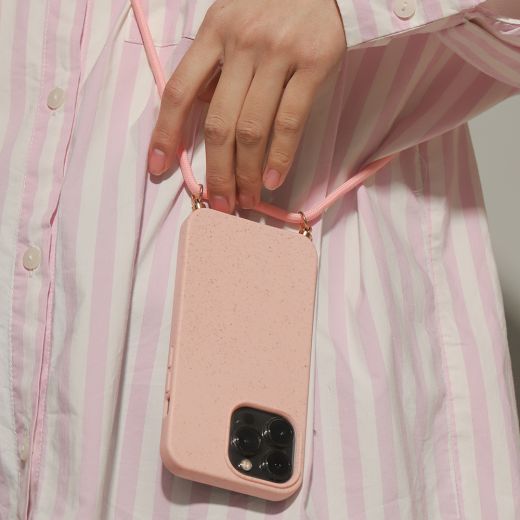 Силиконовый чехол с ремешком CasePro Silicon Pink для iPhone 13 Pro