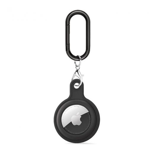 Силіконова підвіска з карабіном CasePro Soft Protection Case Clip Black для AirTag