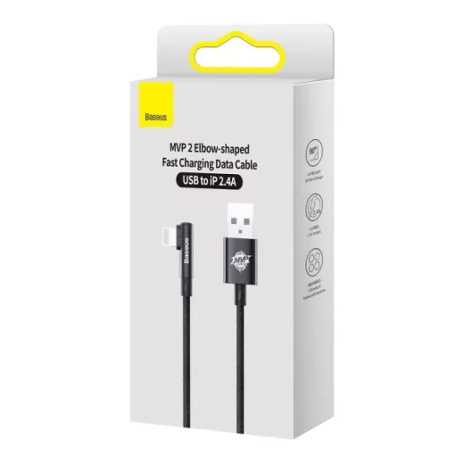 Кабель Baseus MVP 2 Elbow-shaped Data Cable Fast Charging 2.4A USB to Lightning 1m Black (CAVP000001)