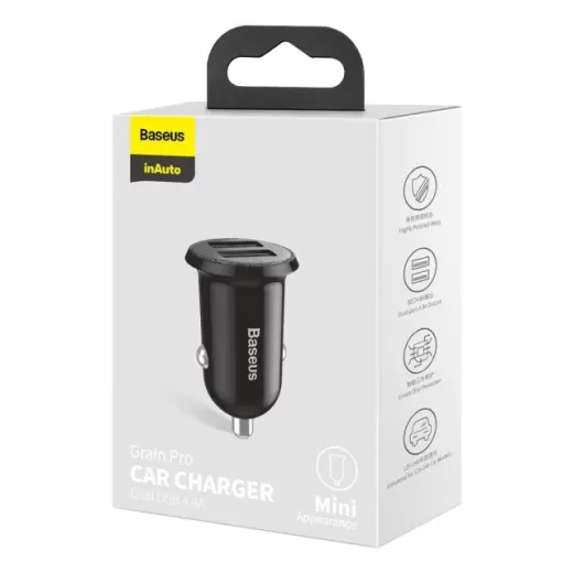 Автомобильное зарядное устройство Baseus Grain Pro Car Charger (Dual USB 4.8A ) Black (CCALLP-01)