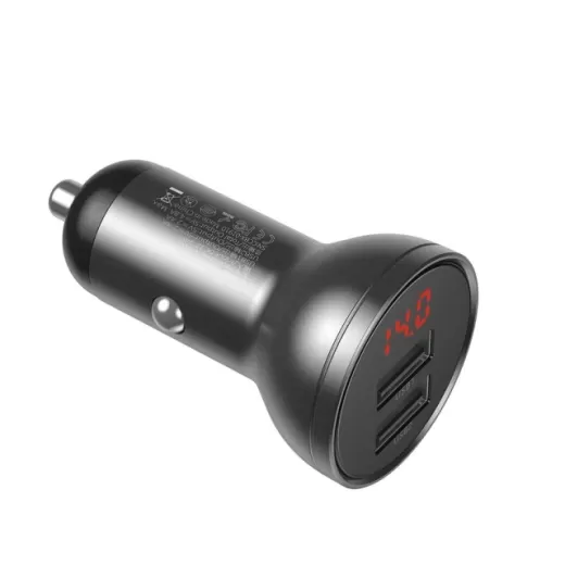 Автомобильное зарядное устройство Baseus Digital Display Dual USB 4.8A Car Charger 24W Grey (CCBX-0G)