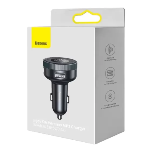 Автомобильное зарядное устройство с FM-модулятором Baseus Enjoy Car Wireless MP3 Charger (Wireless 5.0+5V/3.4A) Black (CCLH-01)