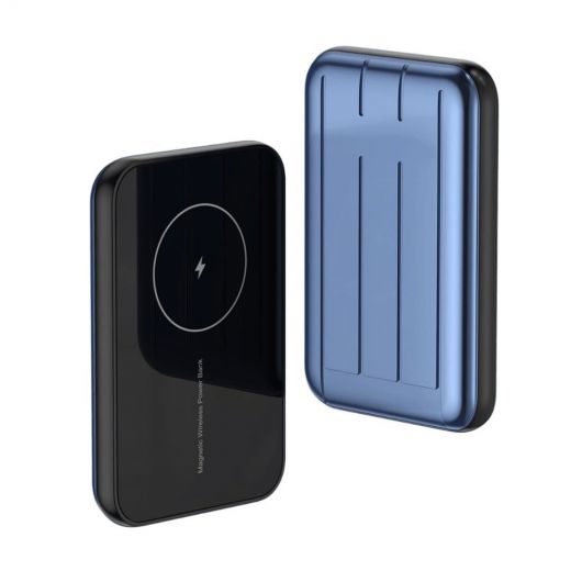 Повербанк (Внешний аккумулятор) с беспроводной зарядкой oneLounge MagSafe Wireless Power Bank 5000mAh Blue (с поддержкой анимации)