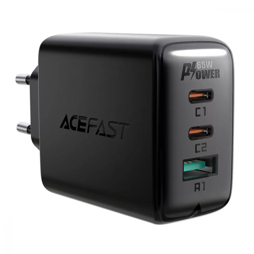 Мережевий зарядний пристрій Acefast A13 PD 65W (2 Type-C + USB) Black