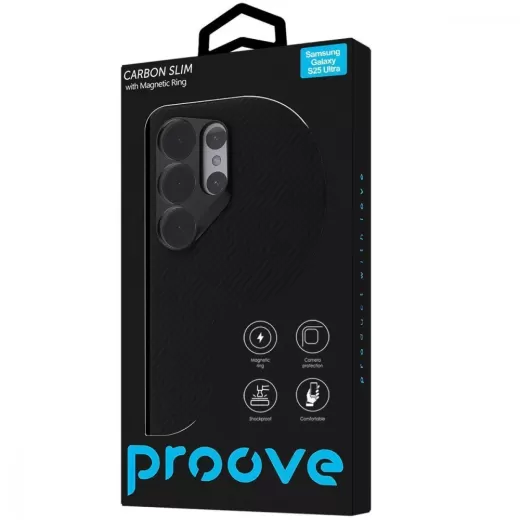 Чехол Proove Carbon Slim with Magnetic Ring Black для Samsung Galaxy S25 Ultra
