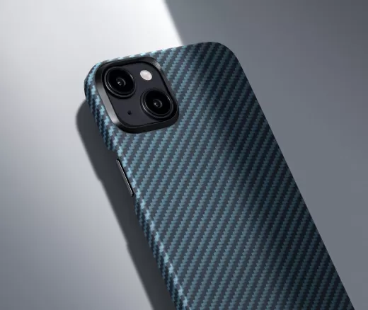 Карбоновый чехол Pitaka MagEZ Case 4 Twill 1500D Black/Blue для iPhone 15 (KI1508)