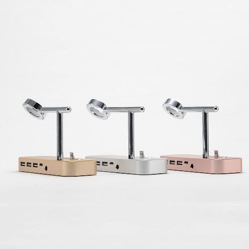 Док-станция COTEetCI Base Hub B18 MFI Stand 3 USB Hub, 1 type-c Silver для iPhone & Apple Watch