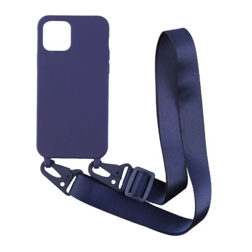 Чехол CasePro Crossbody Blue с длинным цветным ремешком для iPhone 13 Pro Max