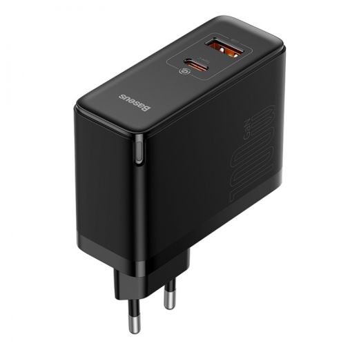 Швидка зарядка Baseus GaN5 Pro 2 порта, USB + Type-C 100W Black + кабель Baseus Mini White Cable Type-C to Type-C 100W(20V/5A) 1m Black(CCGP090201)