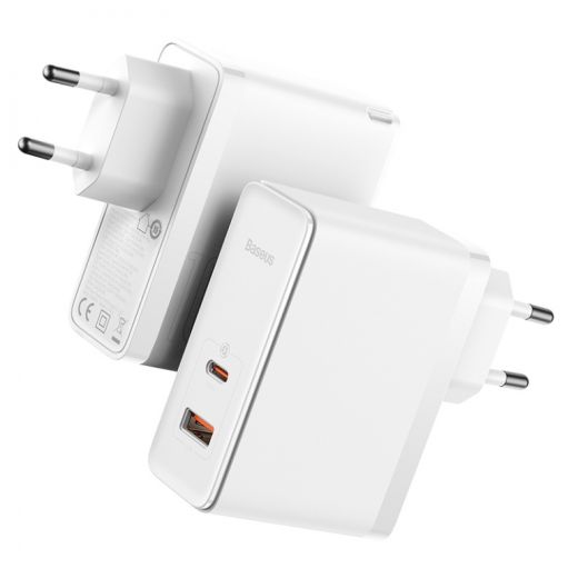 Сетевое зарядное устройство Baseus GaN5 Pro 2 порта, USB + Type-C 100W White + кабель Baseus Mini White Cable Type-C to Type-C 100W(20V/5A) 1m White (CCGP090202)