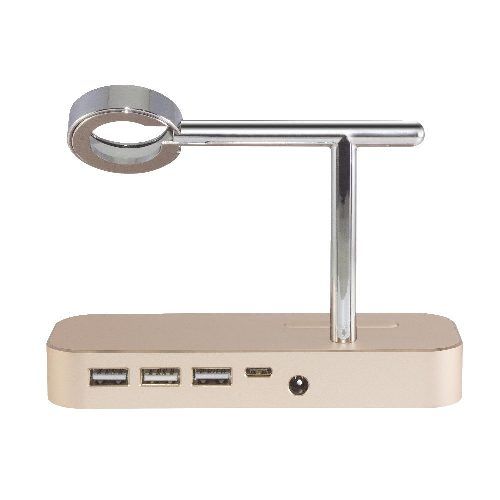Док-станція COTEetCI Base Hub B18 MFI Stand 3 USB Hub, 1 type-c Gold для iPhone & Apple Watch