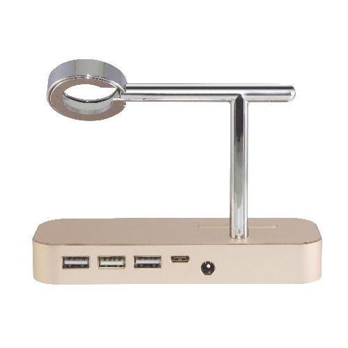 Док-станция COTEetCI Base Hub B18 MFI Stand 3 USB Hub, 1 type-c Gold для iPhone & Apple Watch