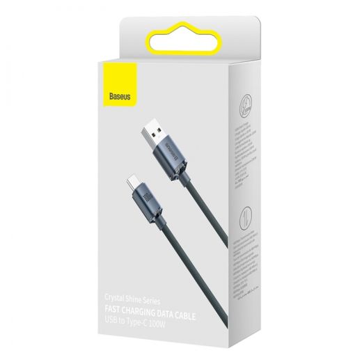 Кабель Baseus Crystal Shine USB 2.0 to Type-C 100W 1.2m Black (CAJY000401)