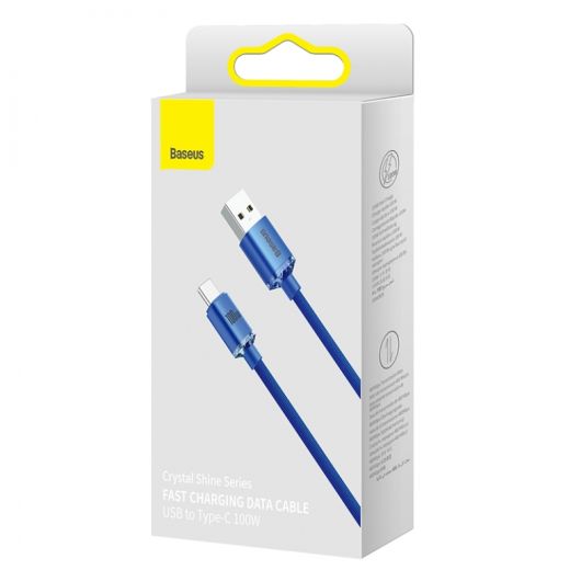 Кабель Baseus Crystal Shine USB 2.0 to Type-C 100W 1.2m Blue (CAJY000403)